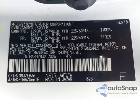 2018 Lexus Nx 300 F Sport z USA, uszkodzony, nr VIN JTJBARBZ8J2170261